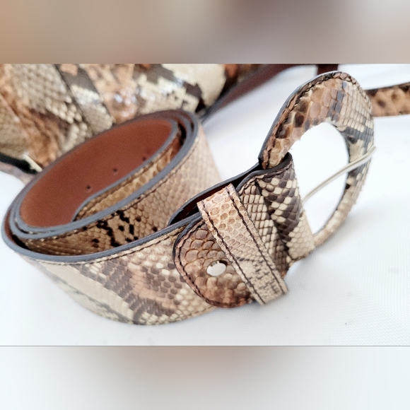 Enrico Pucci Women's Real Python Snakeskin Leather Set Bag+Belt Brown/Tan - Picture 9 of 16